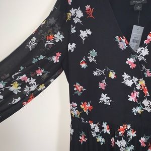 meadow floral pleated wrap dress